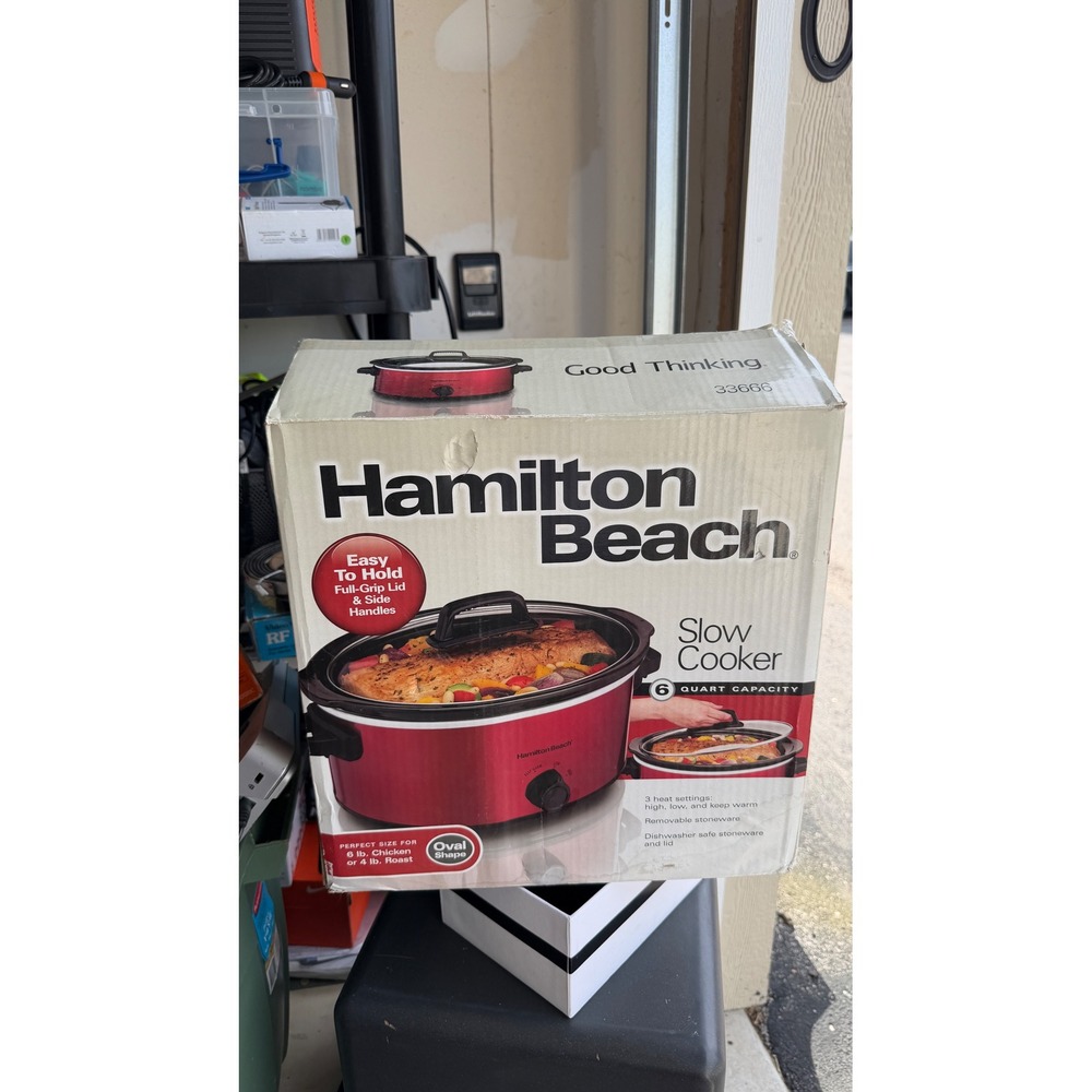 Hamilton Beach‎ 6 Quart Oval Slow Cooker Metallic Red 33666 New Open Box